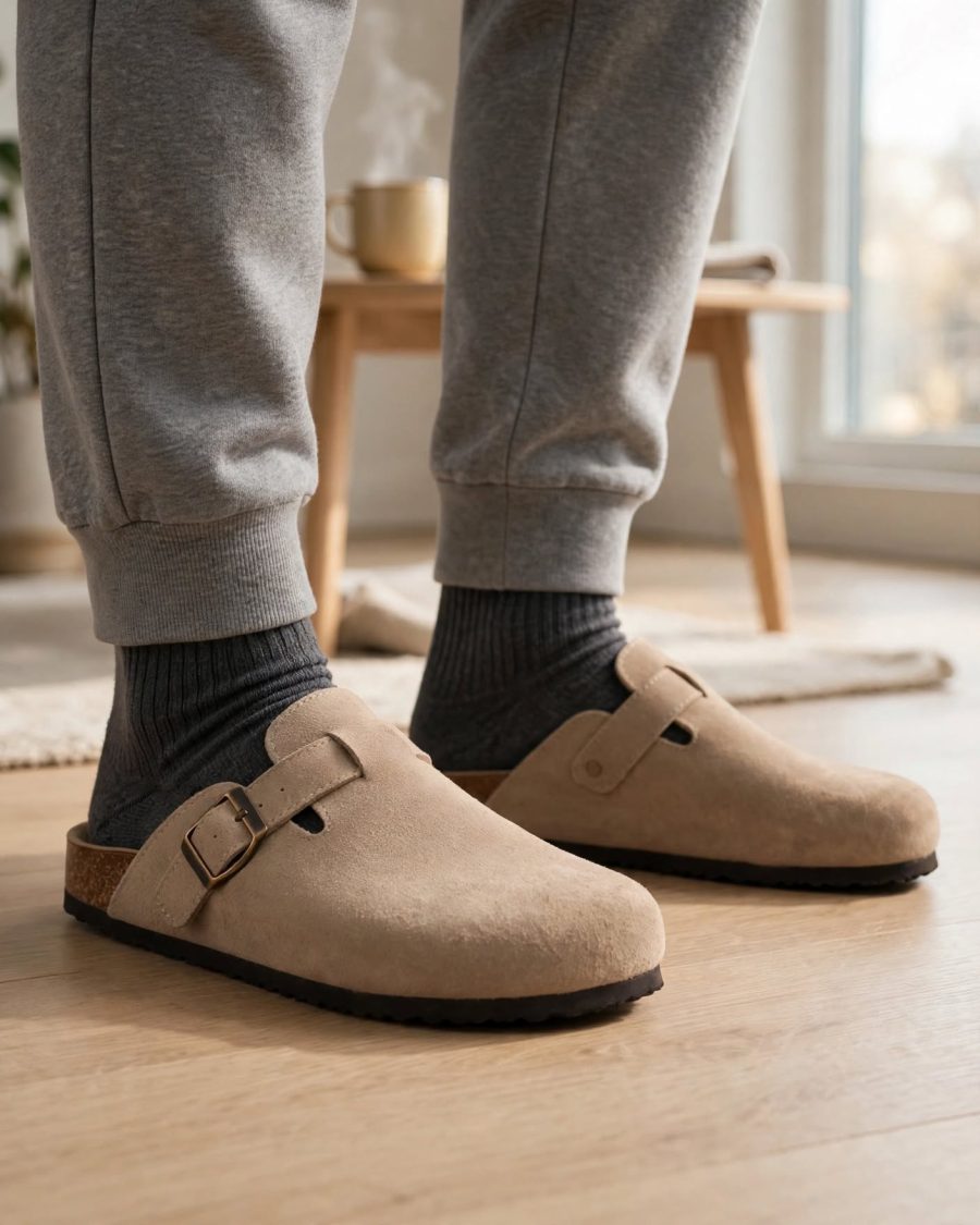 Unisex Anatomik Taban Süet Terlik Bej · Bej