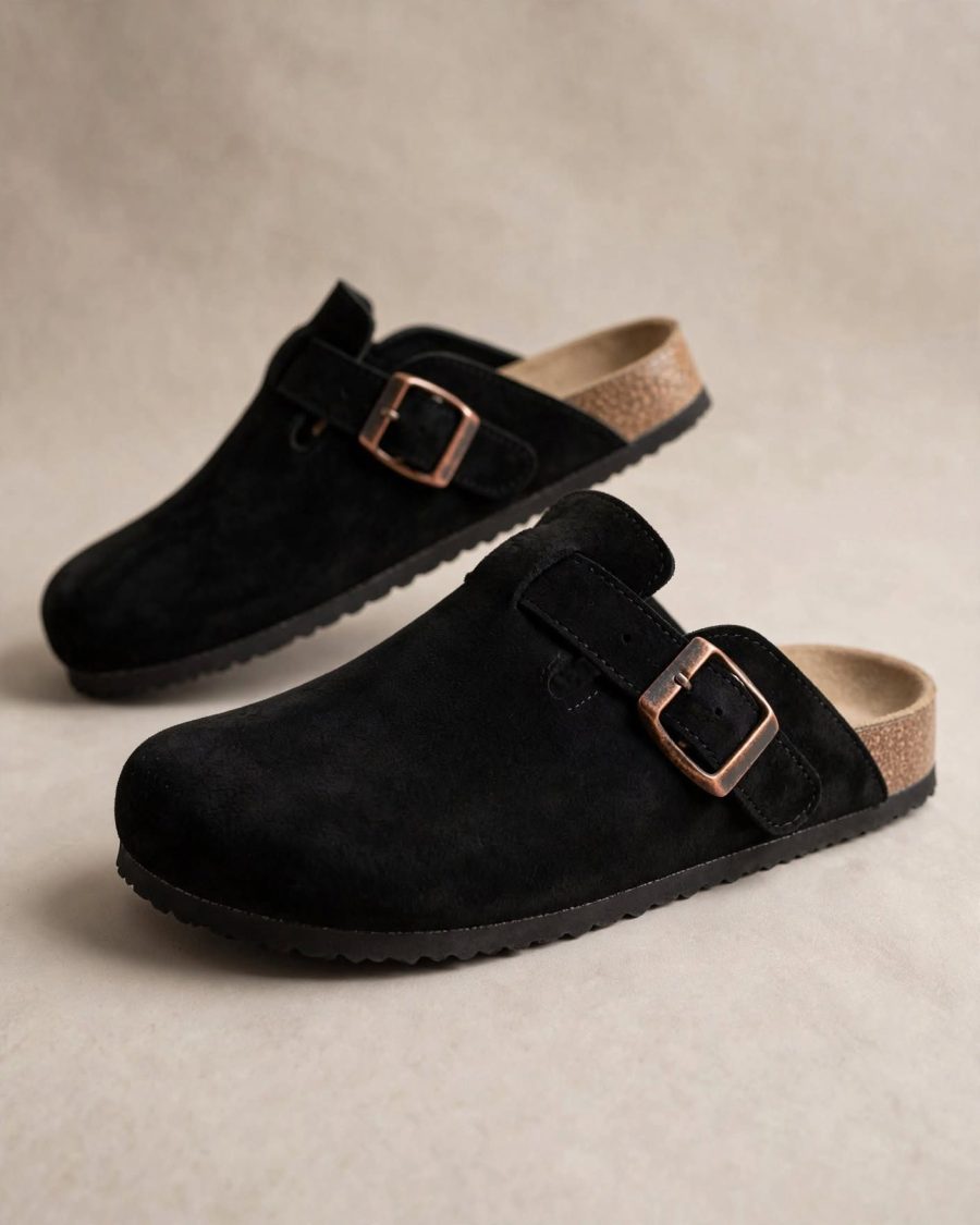 Unisex Anatomik Taban Süet Terlik Siyah · Siyah