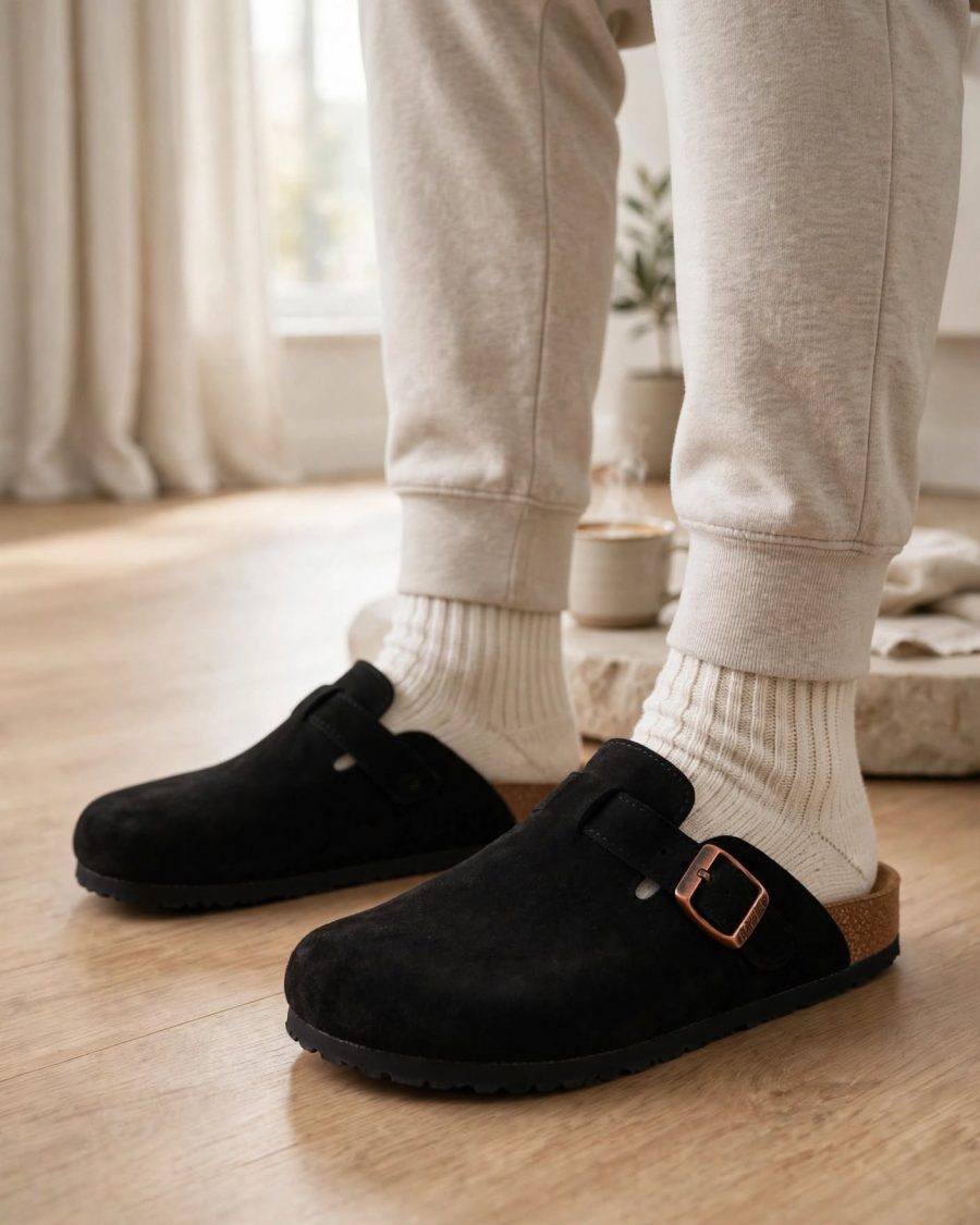 Unisex Anatomik Taban Süet Terlik Siyah · Siyah