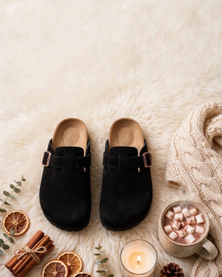Unisex Anatomik Taban Süet Terlik Siyah · Siyah