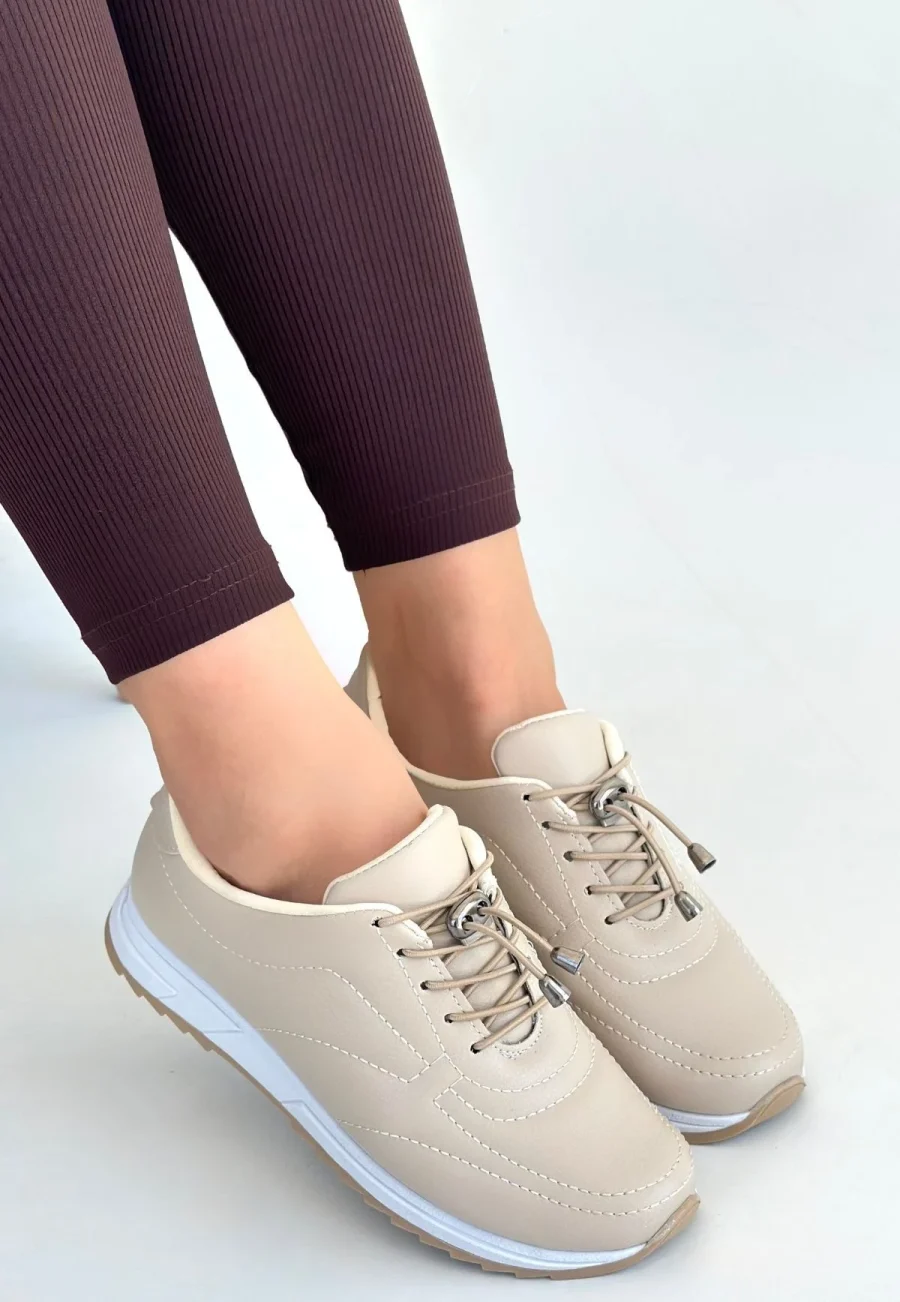 Cilt Bağcıklı Spor Ayakkabı · No 1110 · Bej
