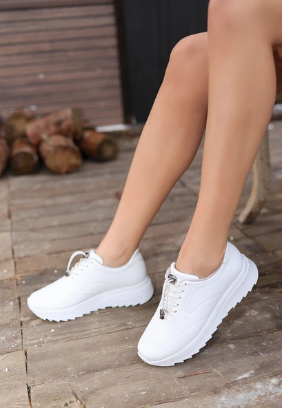 Cilt Bağcıklı Spor Ayakkabı · No 1361 · Beyaz