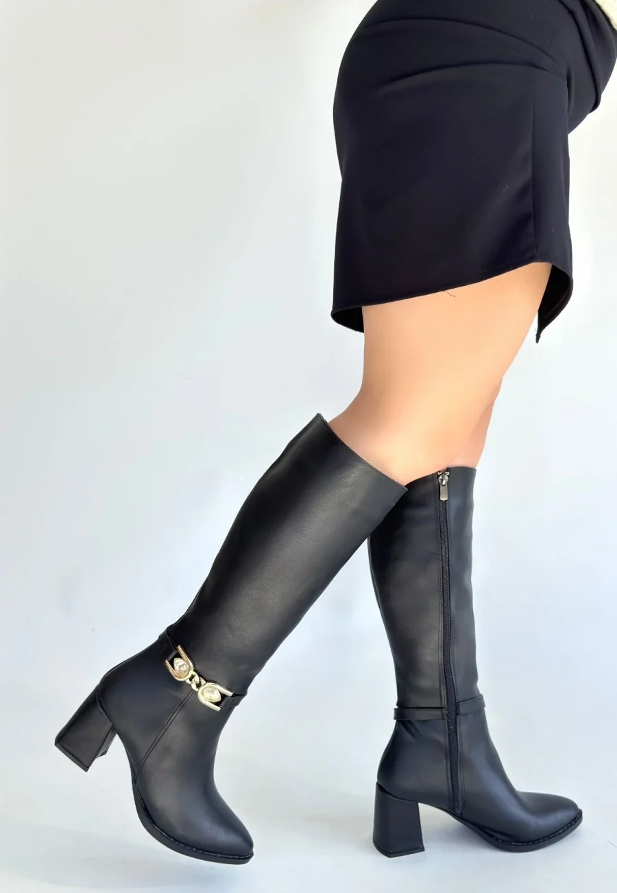 Cilt Topuklu Çizme · No 1156 · Siyah
