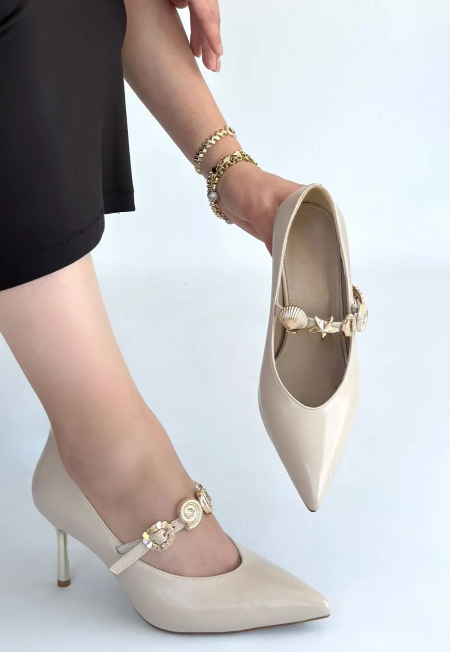 Garneviz Cilt Stiletto Ayakkabı · Bej