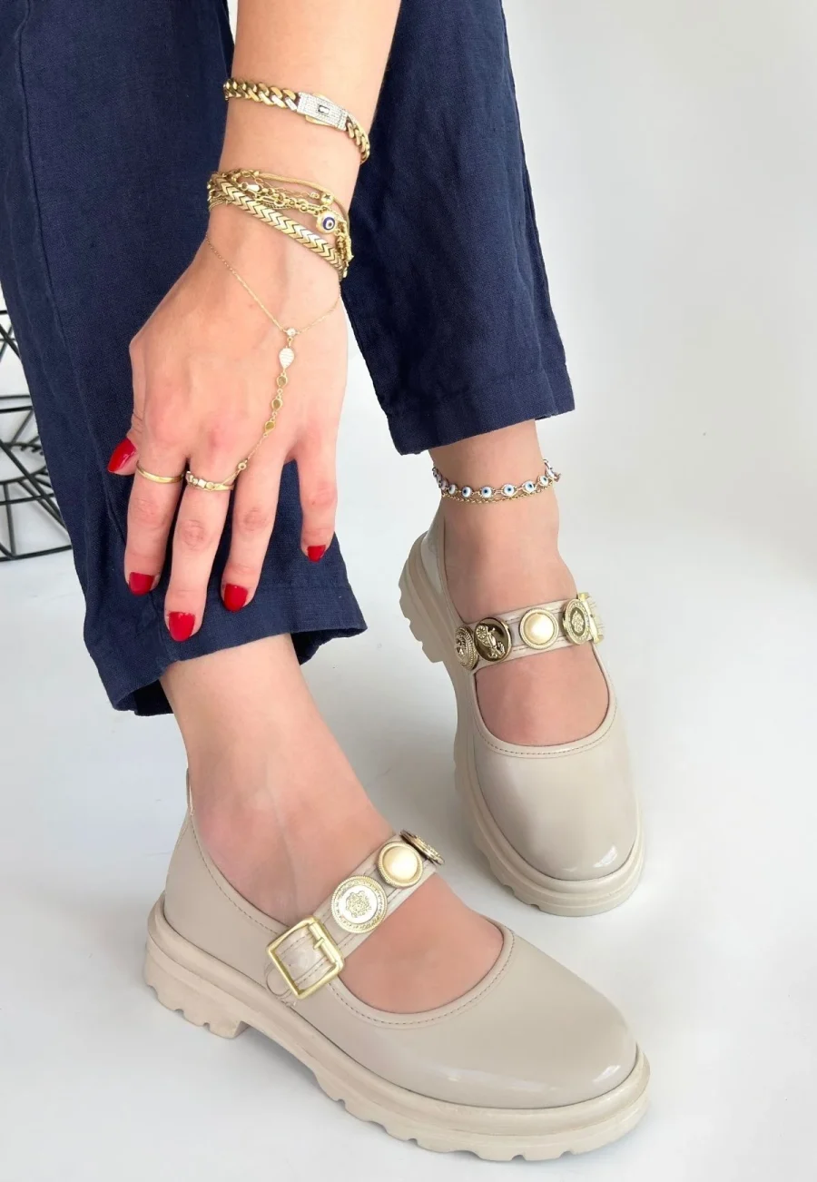 Rugan Oxford Ayakkabı · Bej