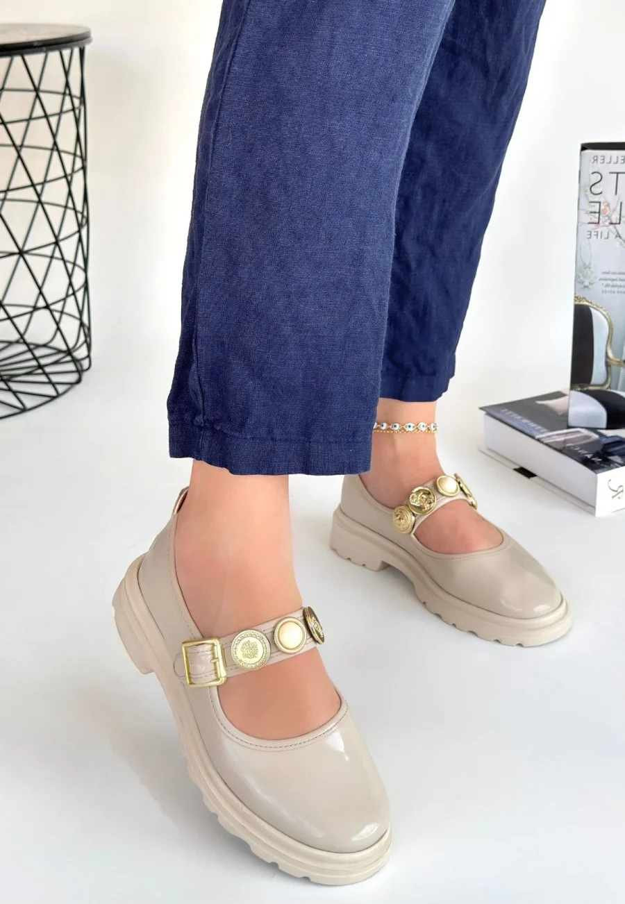 Rugan Oxford Ayakkabı · Bej