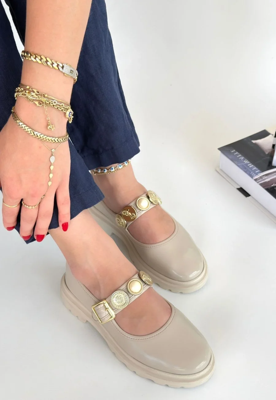 Rugan Oxford Ayakkabı · Bej