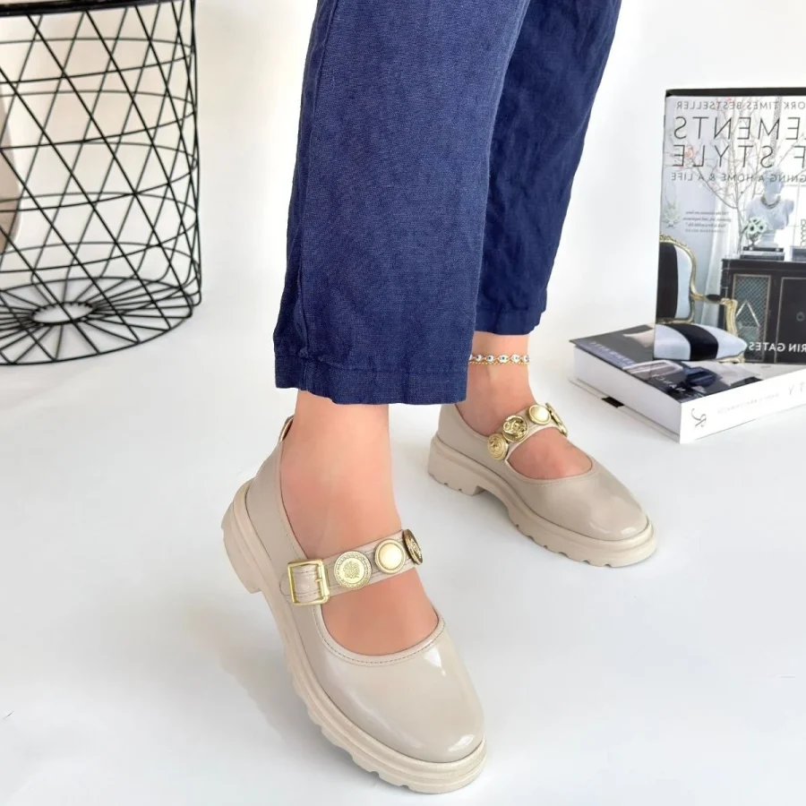 Rugan Oxford Ayakkabı · Bej